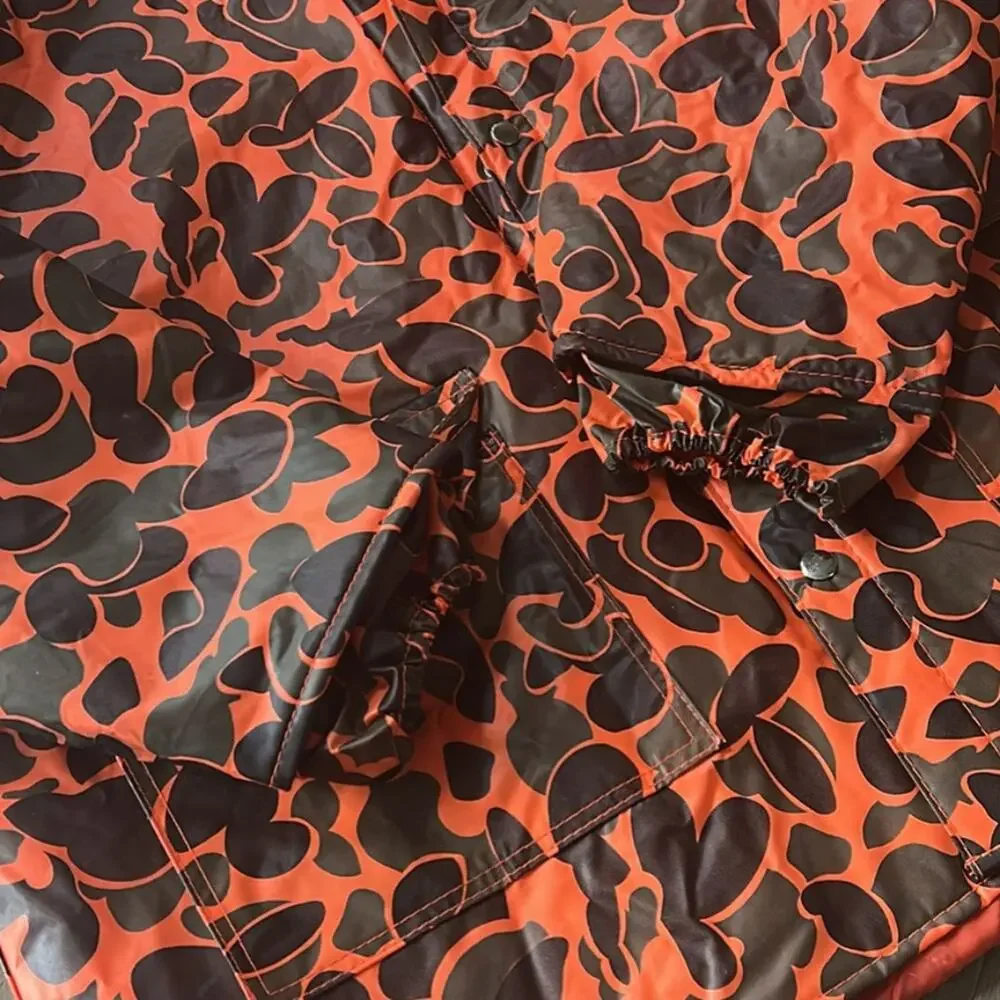 Lake 'N Trail Vinyl Camo Quilted Rain Jacket, Size XL, Vintage